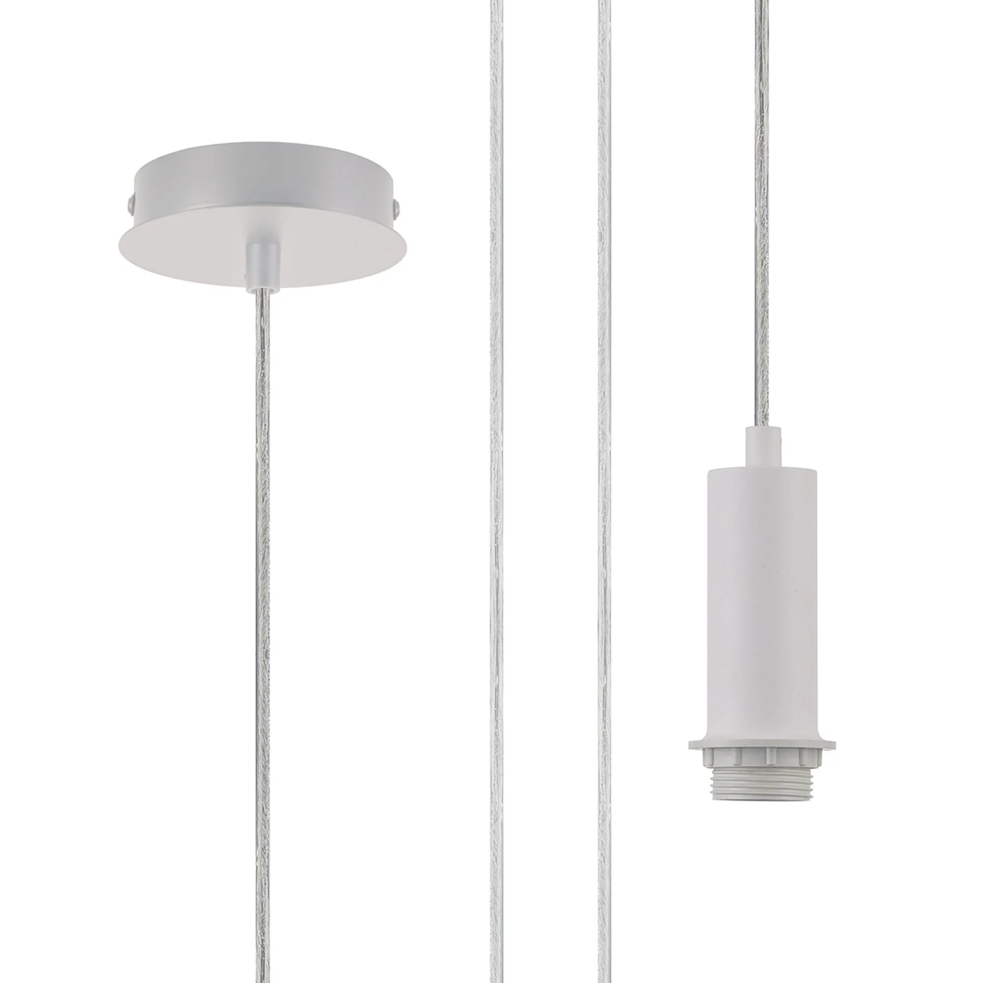 D1053WH  Wick 10cm Body, 5m Single Pendant (FRAME ONLY), 1 x E27, Satin White